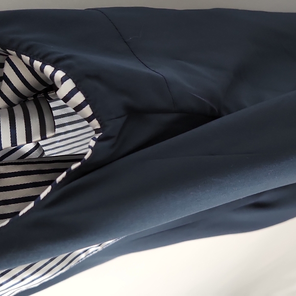 NWOT Banana Republic Preppy Navy and Metallic Silver Stripe Shift Dress Size 12 - Picture 13 of 16